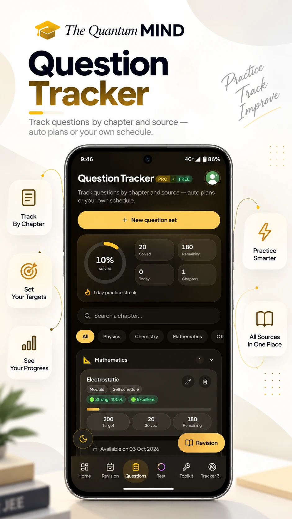 Question Tracker — track questions by chapter and source